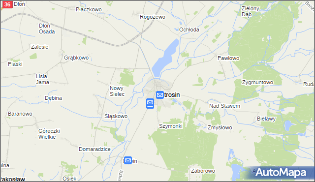mapa Jutrosin powiat rawicki, Jutrosin powiat rawicki na mapie Targeo