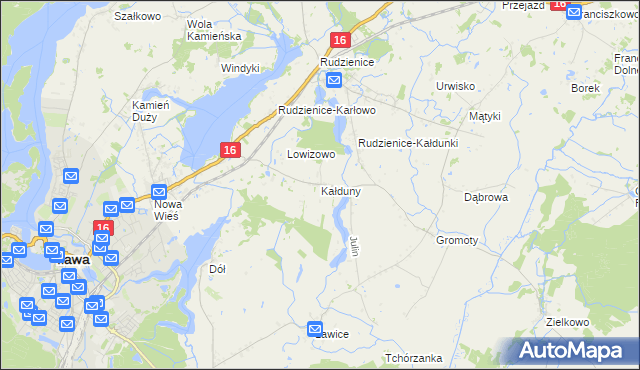 mapa Kałduny gmina Iława, Kałduny gmina Iława na mapie Targeo