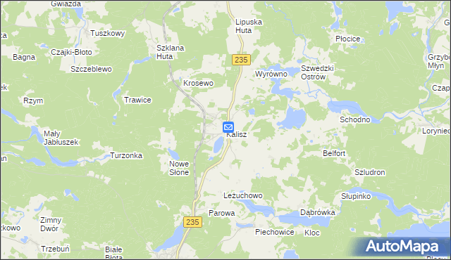 mapa Kalisz gmina Dziemiany, Kalisz gmina Dziemiany na mapie Targeo