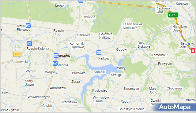 mapa Kałków gmina Pawłów, Kałków gmina Pawłów na mapie Targeo