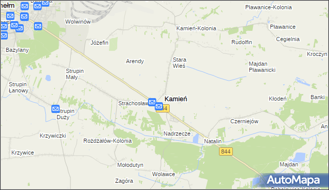 mapa Kamień powiat chełmski, Kamień powiat chełmski na mapie Targeo
