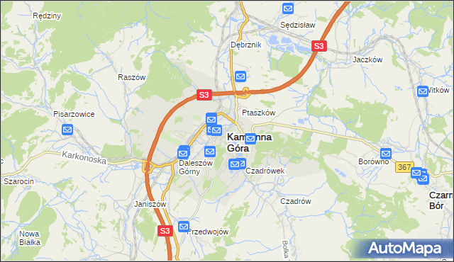mapa Kamienna Góra, Kamienna Góra na mapie Targeo