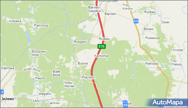 mapa Kamionka gmina Warlubie, Kamionka gmina Warlubie na mapie Targeo