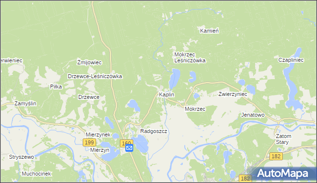 mapa Kaplin gmina Międzychód, Kaplin gmina Międzychód na mapie Targeo