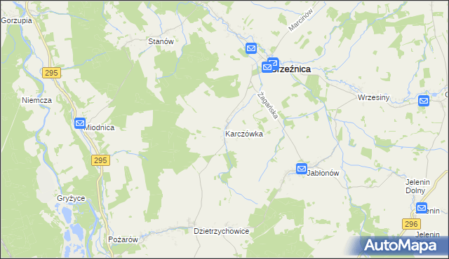 mapa Karczówka gmina Brzeźnica, Karczówka gmina Brzeźnica na mapie Targeo