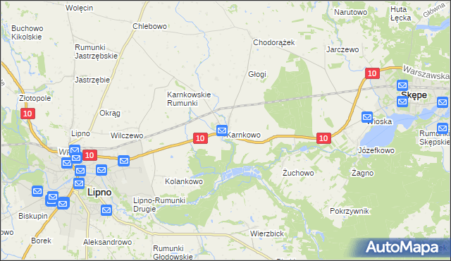 mapa Karnkowo gmina Lipno, Karnkowo gmina Lipno na mapie Targeo