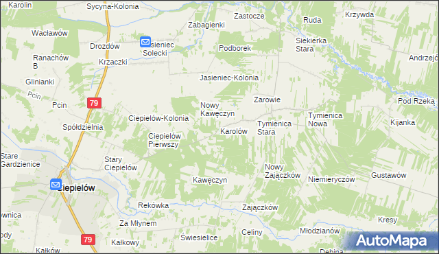 mapa Karolów gmina Chotcza, Karolów gmina Chotcza na mapie Targeo