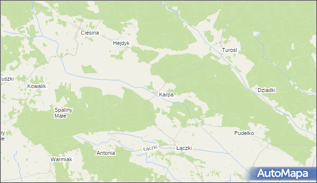 mapa Karpa gmina Pisz, Karpa gmina Pisz na mapie Targeo