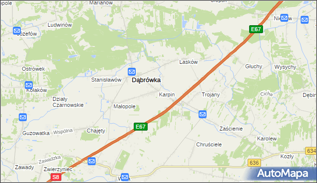 mapa Karpin gmina Dąbrówka, Karpin gmina Dąbrówka na mapie Targeo