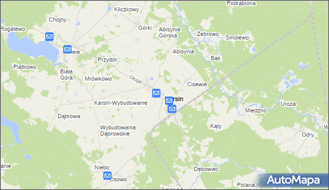 mapa Karsin powiat kościerski, Karsin powiat kościerski na mapie Targeo