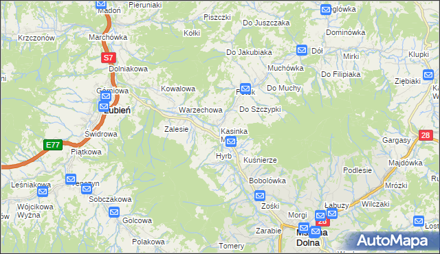 mapa Kasinka Mała, Kasinka Mała na mapie Targeo