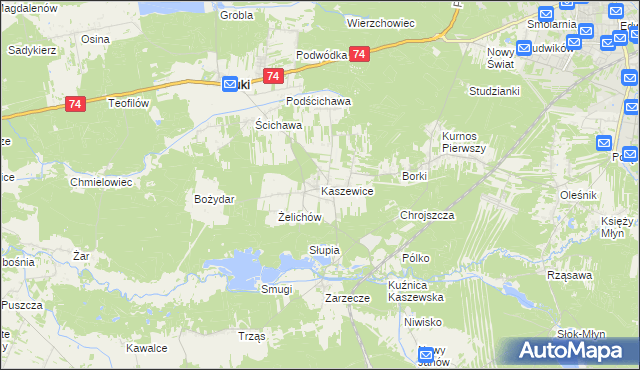 mapa Kaszewice, Kaszewice na mapie Targeo