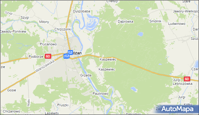 mapa Kaszewiec gmina Goworowo, Kaszewiec gmina Goworowo na mapie Targeo