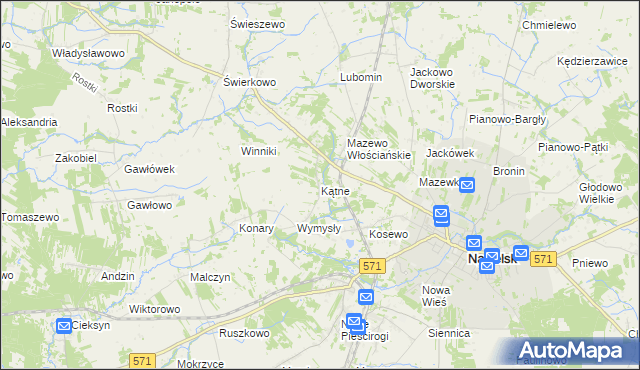 mapa Kątne gmina Nasielsk, Kątne gmina Nasielsk na mapie Targeo