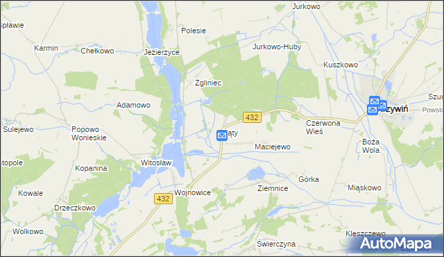 mapa Kąty gmina Osieczna, Kąty gmina Osieczna na mapie Targeo