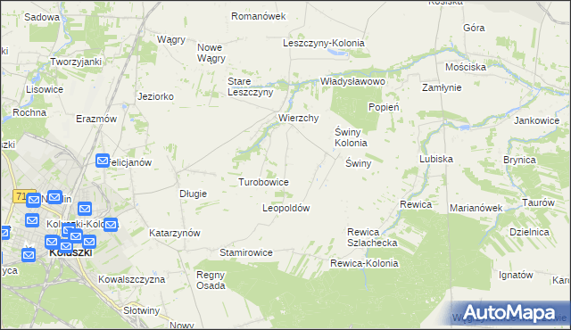 mapa Kazimierzów gmina Koluszki, Kazimierzów gmina Koluszki na mapie Targeo