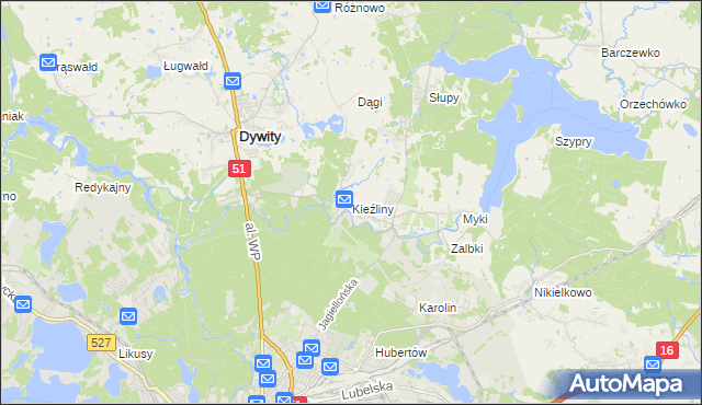 mapa Kieźliny, Kieźliny na mapie Targeo
