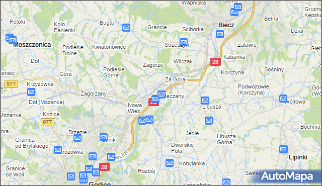 mapa Klęczany gmina Gorlice, Klęczany gmina Gorlice na mapie Targeo