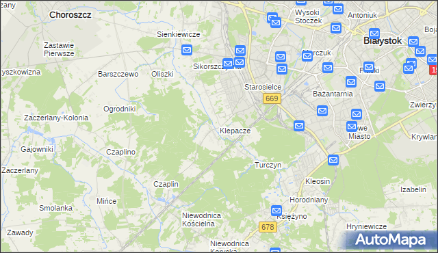 mapa Klepacze gmina Choroszcz, Klepacze gmina Choroszcz na mapie Targeo