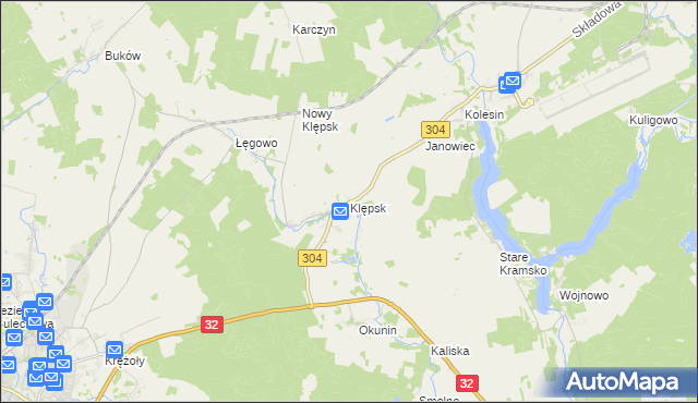 mapa Klępsk, Klępsk na mapie Targeo