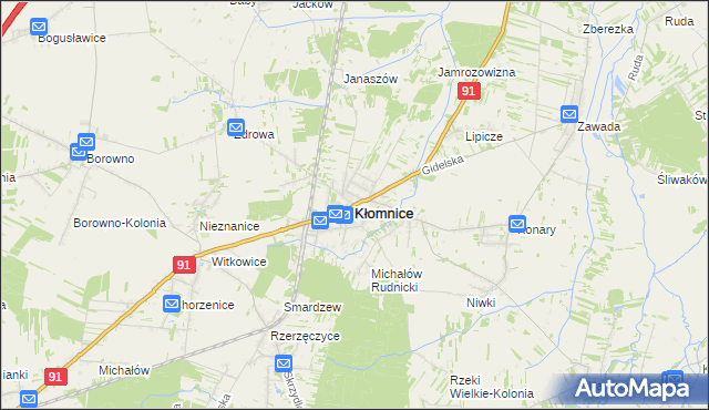mapa Kłomnice, Kłomnice na mapie Targeo