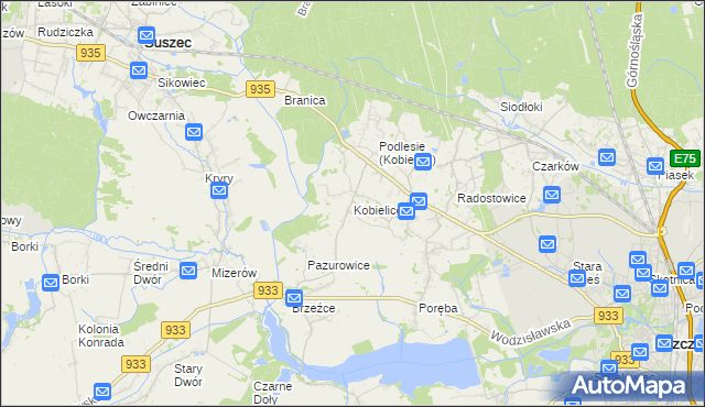 mapa Kobielice gmina Suszec, Kobielice gmina Suszec na mapie Targeo