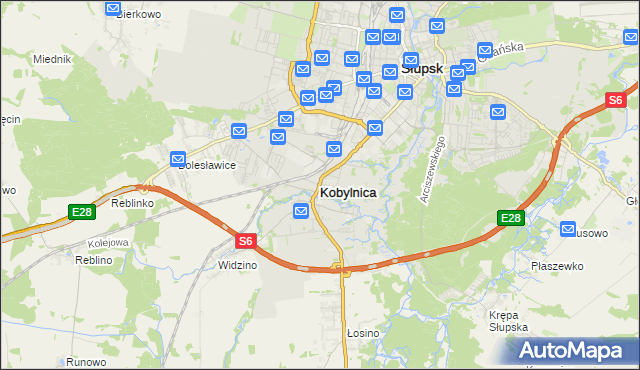 mapa Kobylnica powiat słupski, Kobylnica powiat słupski na mapie Targeo