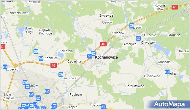 mapa Kochanowice, Kochanowice na mapie Targeo