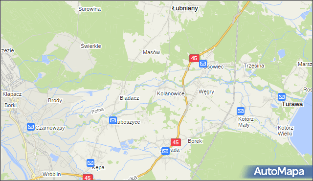 mapa Kolanowice, Kolanowice na mapie Targeo