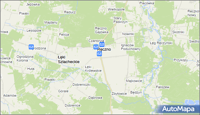 mapa Kolonia Ręczno, Kolonia Ręczno na mapie Targeo