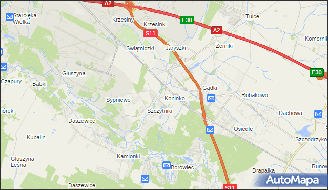 mapa Koninko, Koninko na mapie Targeo