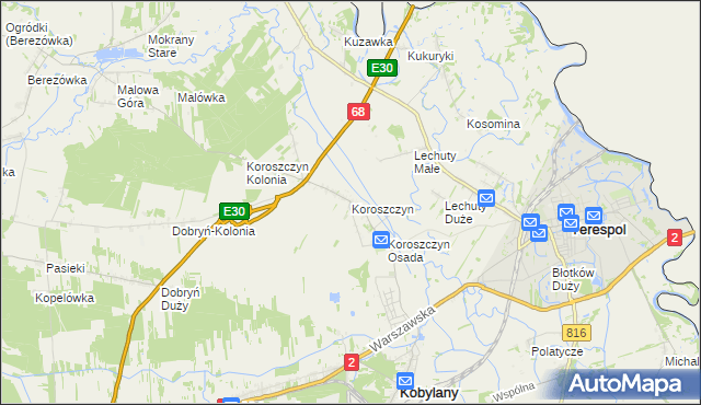 mapa Koroszczyn, Koroszczyn na mapie Targeo