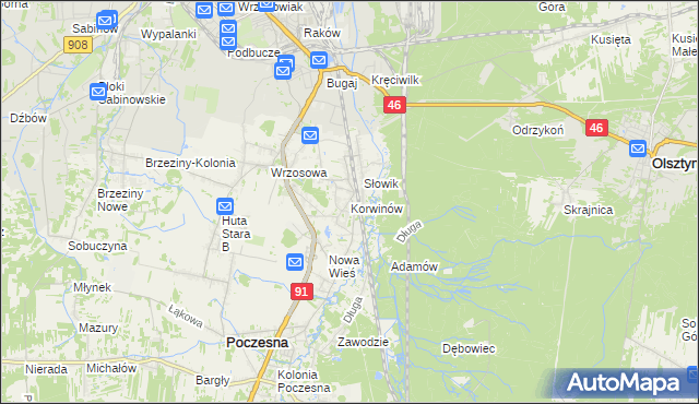 mapa Korwinów, Korwinów na mapie Targeo
