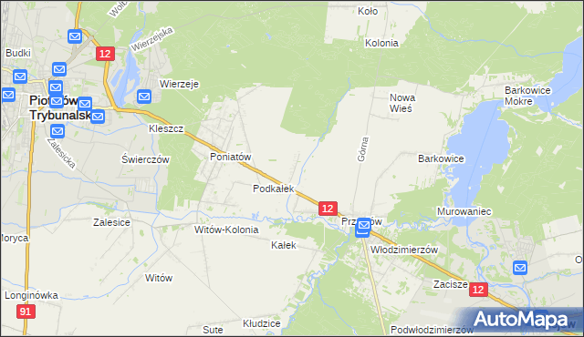mapa Korytnica gmina Sulejów, Korytnica gmina Sulejów na mapie Targeo