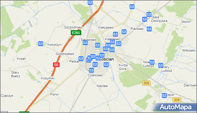 mapa Kościan, Kościan na mapie Targeo