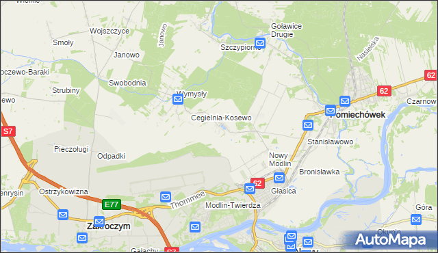 mapa Kosewo gmina Pomiechówek, Kosewo gmina Pomiechówek na mapie Targeo