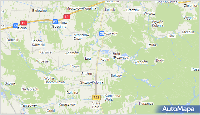 mapa Kotfin gmina Gielniów, Kotfin gmina Gielniów na mapie Targeo