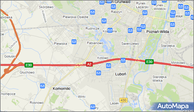 mapa Kotowo gmina Poznań, Kotowo gmina Poznań na mapie Targeo