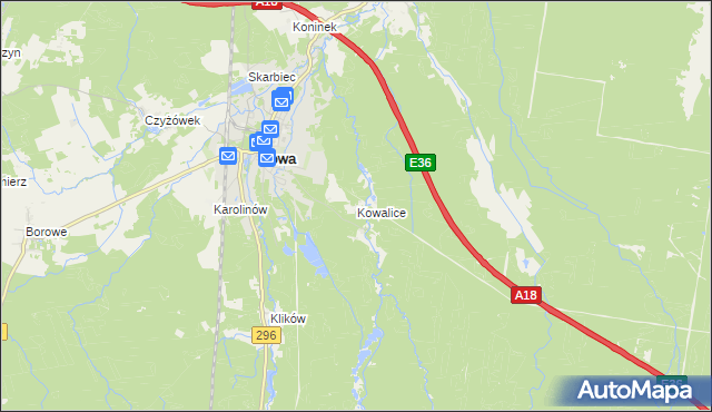 mapa Kowalice, Kowalice na mapie Targeo
