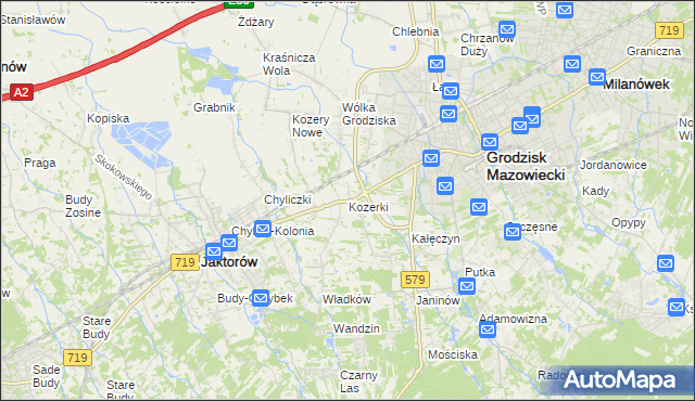 mapa Kozerki, Kozerki na mapie Targeo