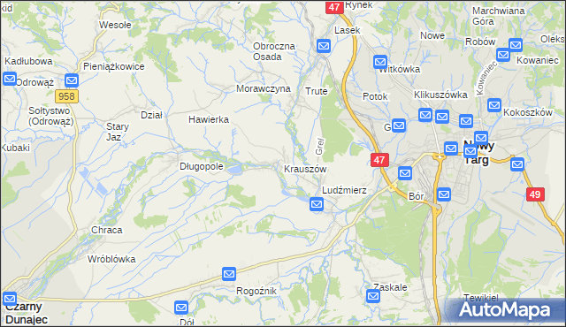 mapa Krauszów, Krauszów na mapie Targeo