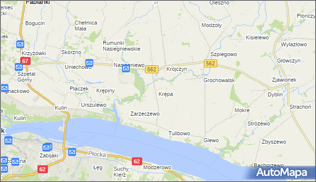 mapa Krępa gmina Dobrzyń nad Wisłą, Krępa gmina Dobrzyń nad Wisłą na mapie Targeo