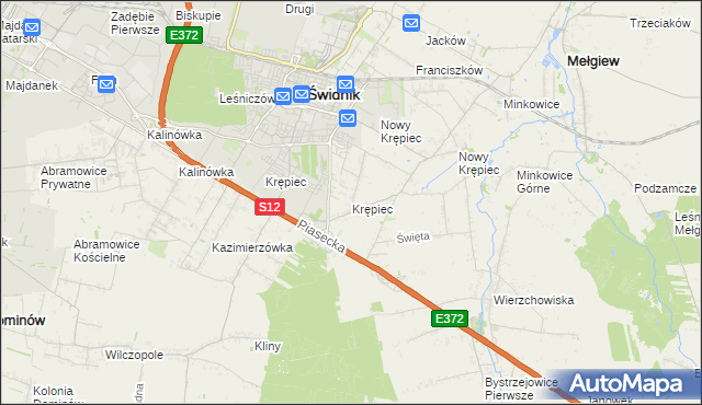 mapa Krępiec gmina Mełgiew, Krępiec gmina Mełgiew na mapie Targeo