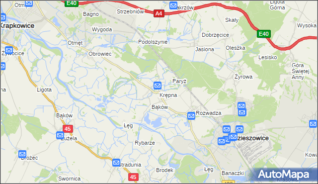 mapa Krępna, Krępna na mapie Targeo