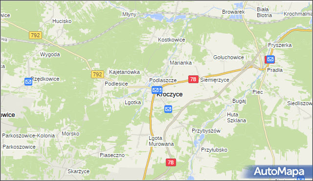 mapa Kroczyce, Kroczyce na mapie Targeo