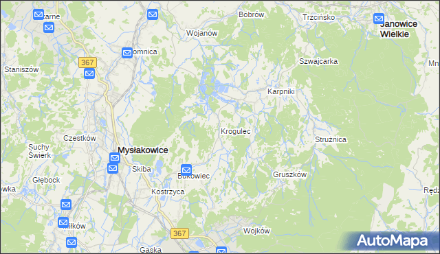mapa Krogulec gmina Mysłakowice, Krogulec gmina Mysłakowice na mapie Targeo
