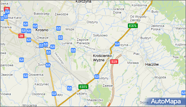 mapa Krościenko Wyżne, Krościenko Wyżne na mapie Targeo