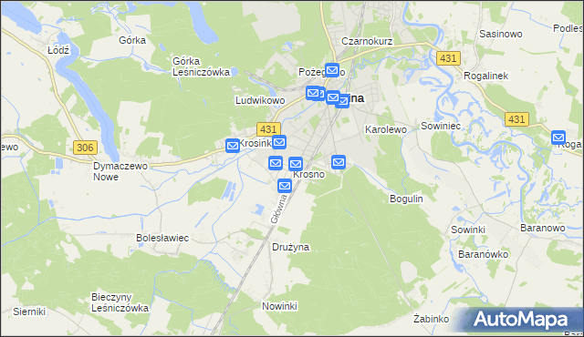 mapa Krosno gmina Mosina, Krosno gmina Mosina na mapie Targeo