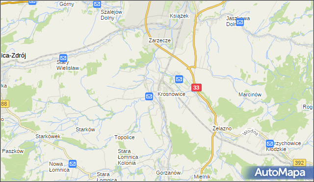 mapa Krosnowice, Krosnowice na mapie Targeo
