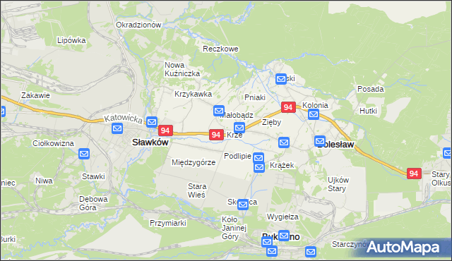 mapa Krze, Krze na mapie Targeo